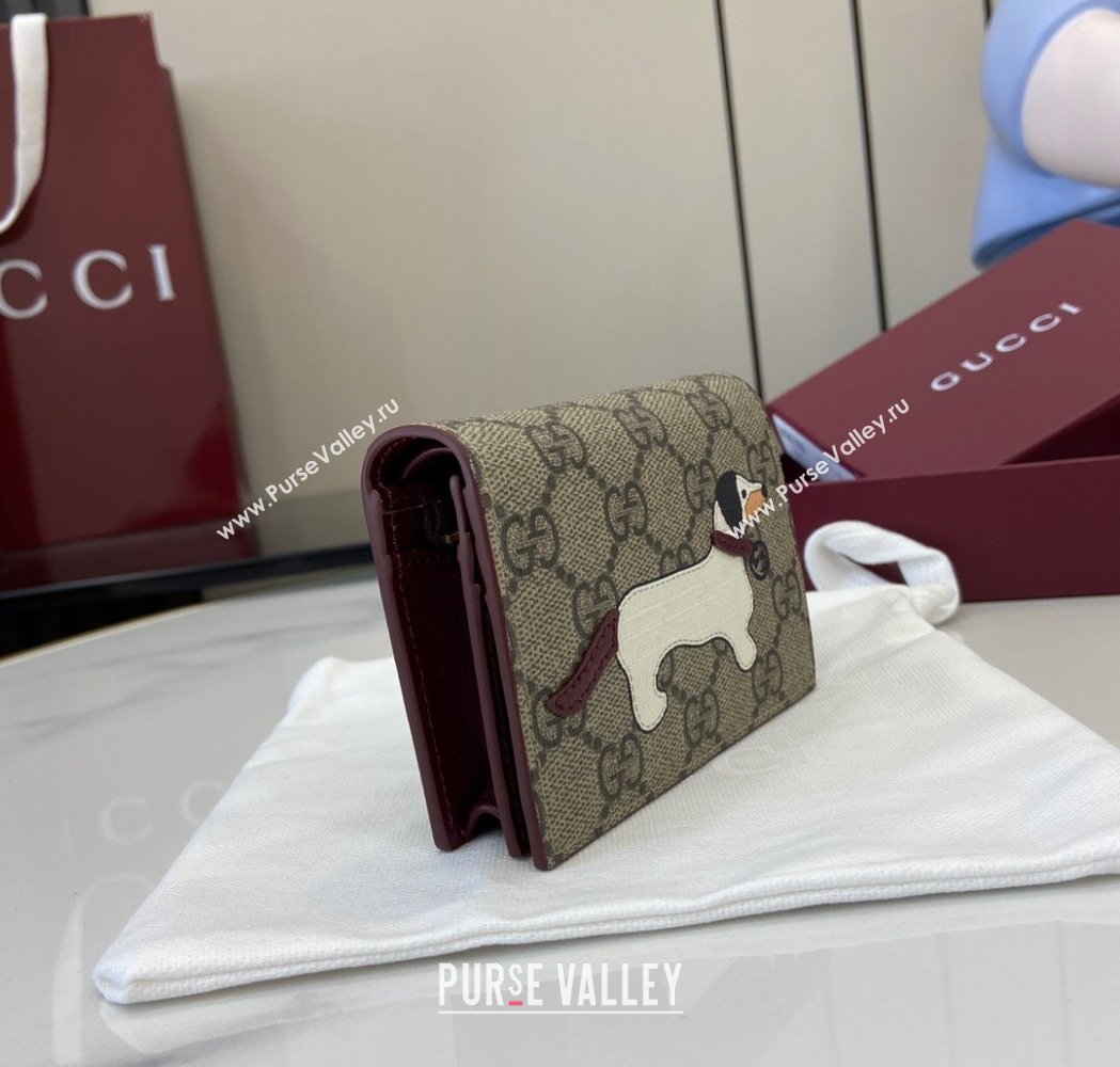 Gucci GG Canvas Mini Compact Wallet with Dog Detail 2025 818767 (XLU-250117031)