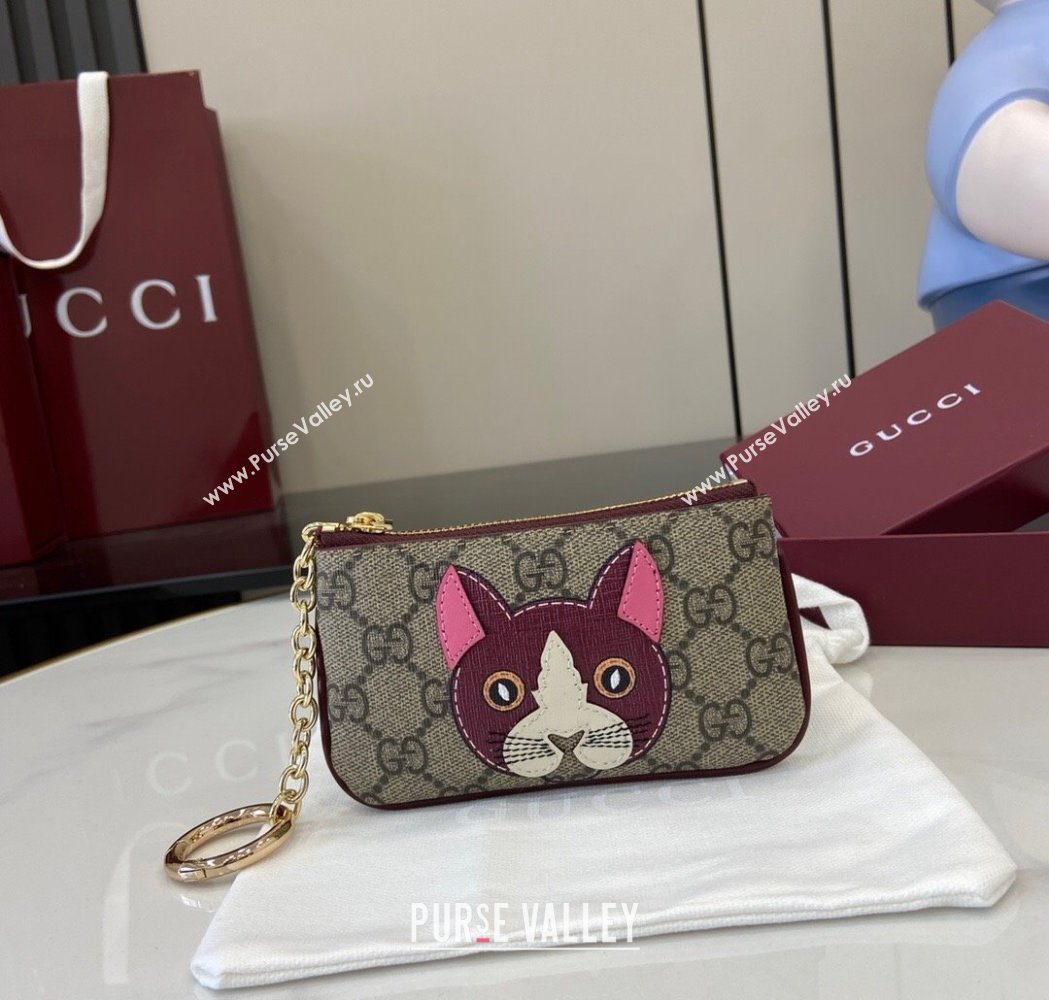 Gucci GG Canvas Key Case with Cat Detail 2025 818768 (XLU-250117032)