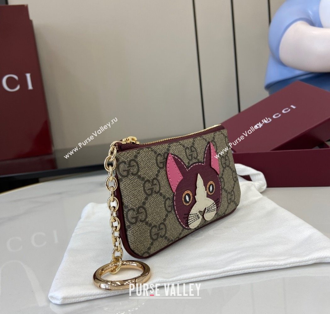 Gucci GG Canvas Key Case with Cat Detail 2025 818768 (XLU-250117032)