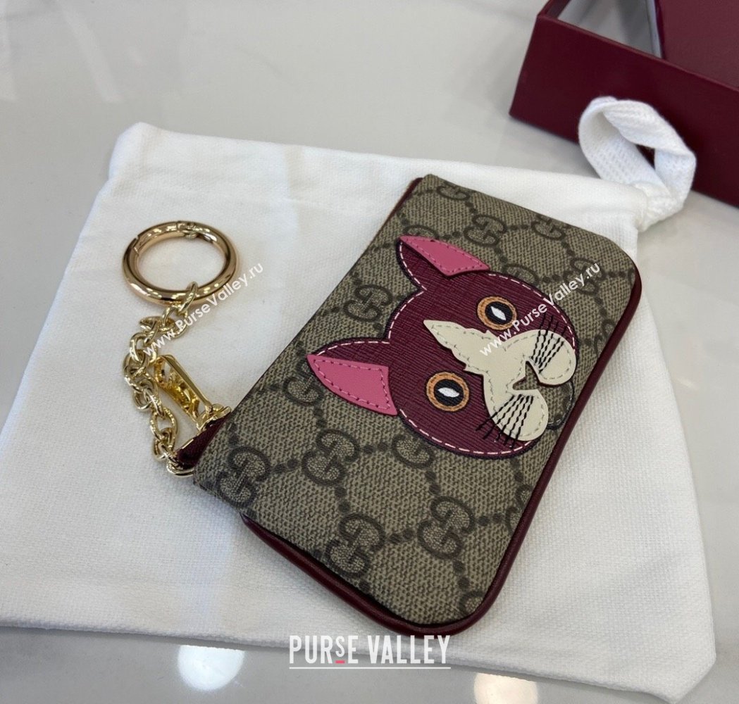 Gucci GG Canvas Key Case with Cat Detail 2025 818768 (XLU-250117032)