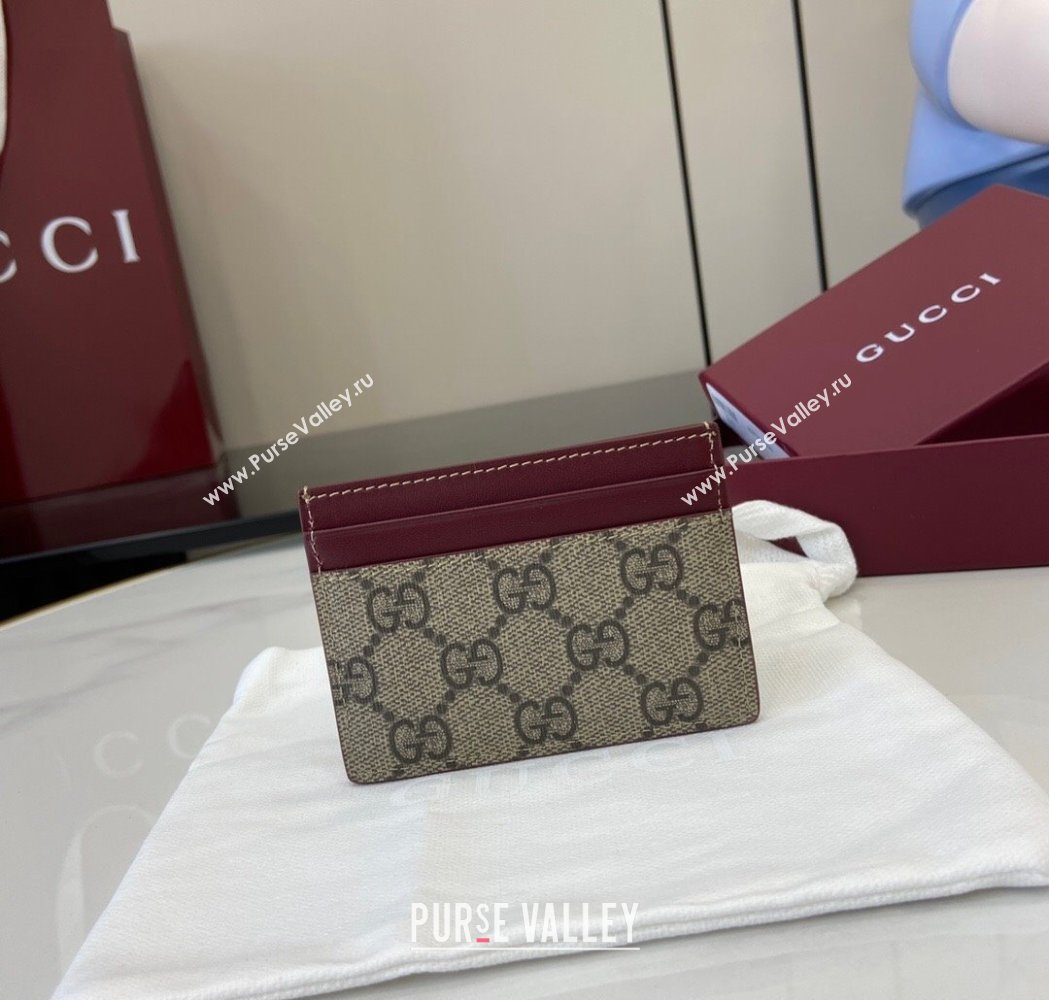 Gucci Bi-Color GG Canvas Card Case Wallet with Cat Detail 2025 818769 (XLU-250117036)