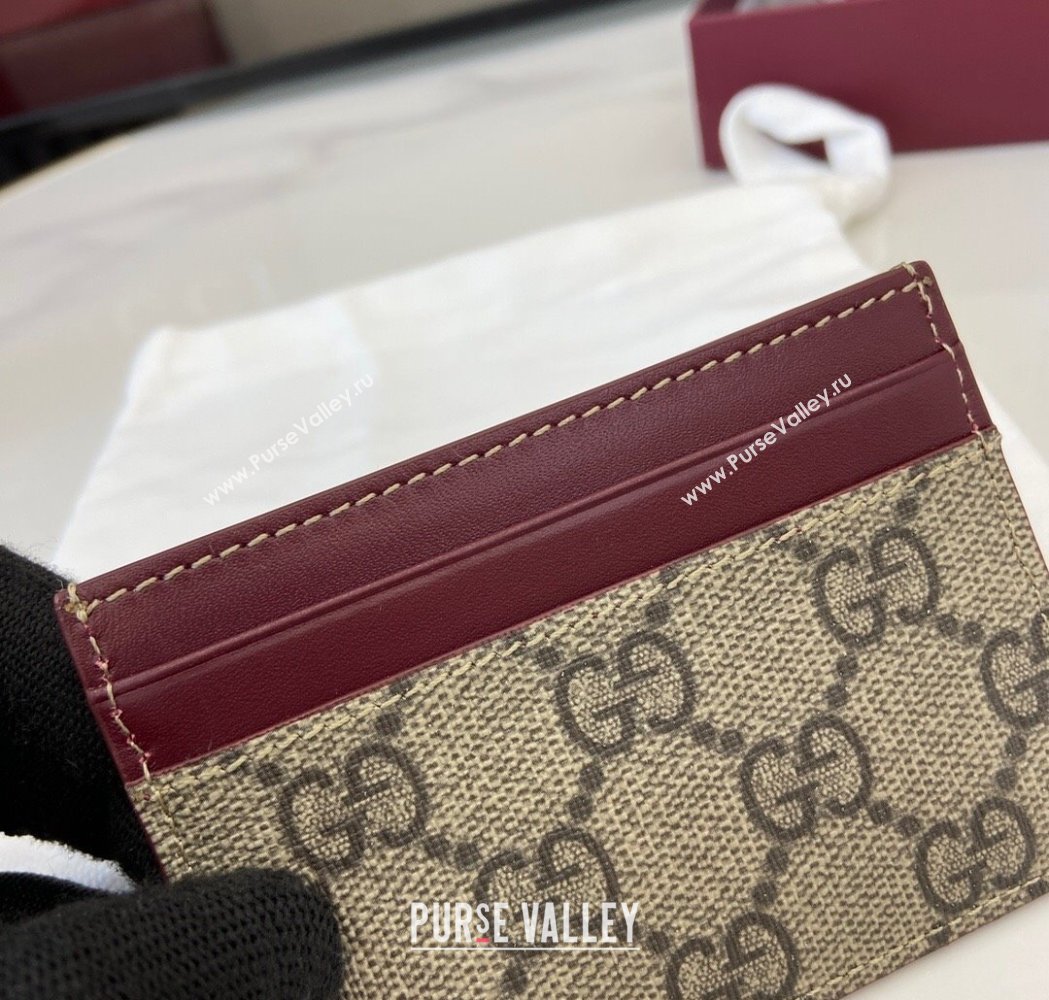 Gucci Bi-Color GG Canvas Card Case Wallet with Cat Detail 2025 818769 (XLU-250117036)