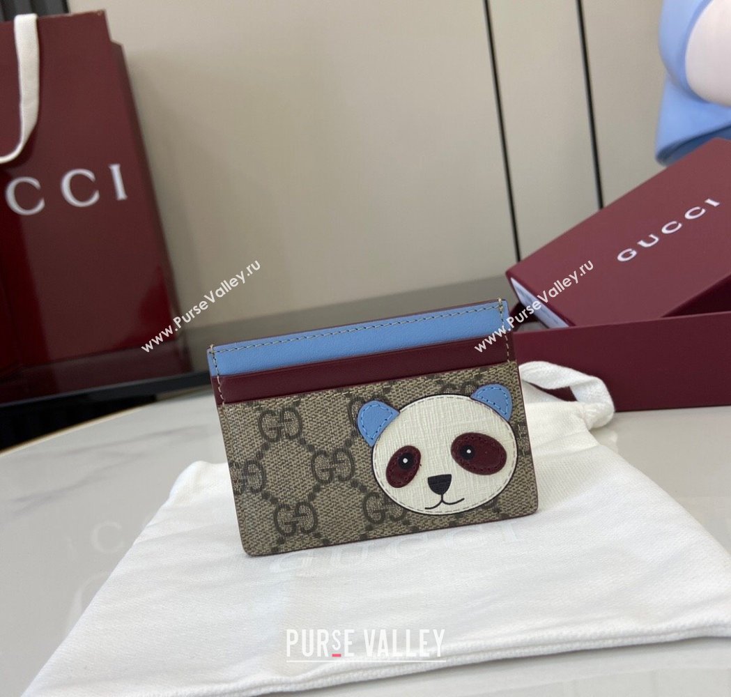 Gucci Bi-Color GG Canvas Card Case Wallet with Panda Detail 2025 818769 (XLU-250117037)