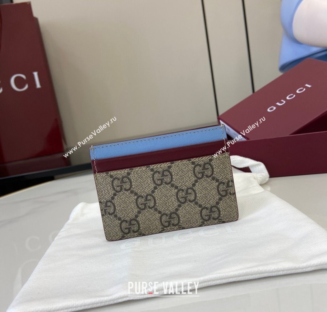 Gucci Bi-Color GG Canvas Card Case Wallet with Panda Detail 2025 818769 (XLU-250117037)