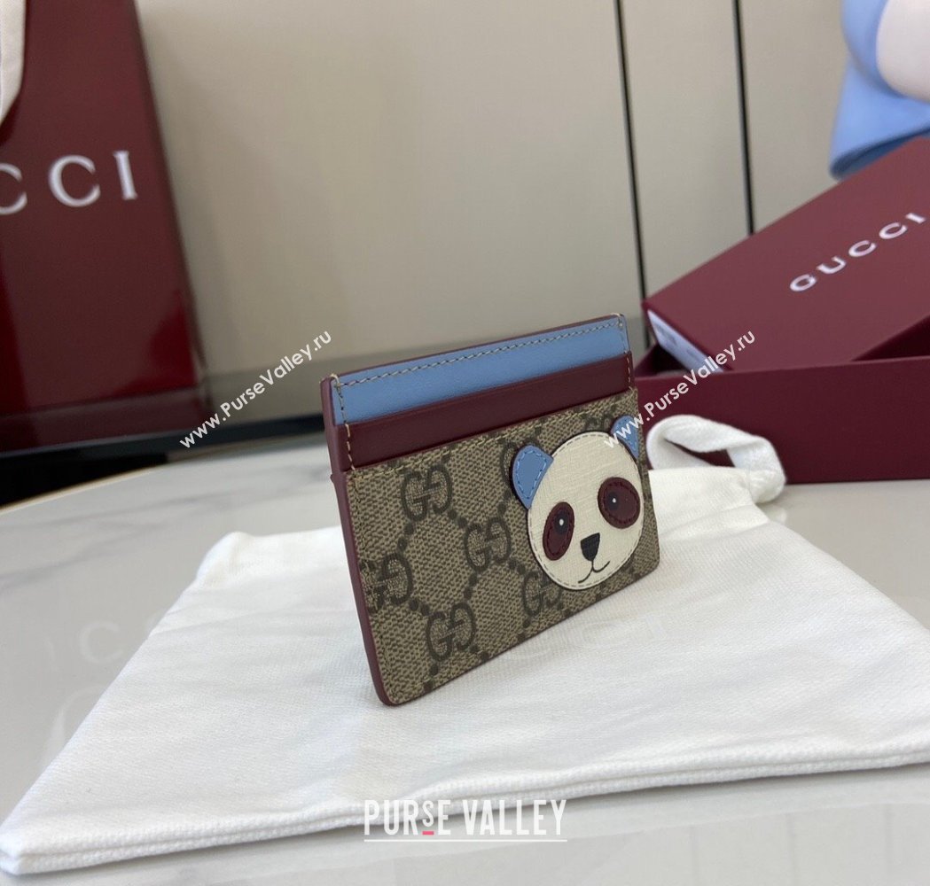 Gucci Bi-Color GG Canvas Card Case Wallet with Panda Detail 2025 818769 (XLU-250117037)