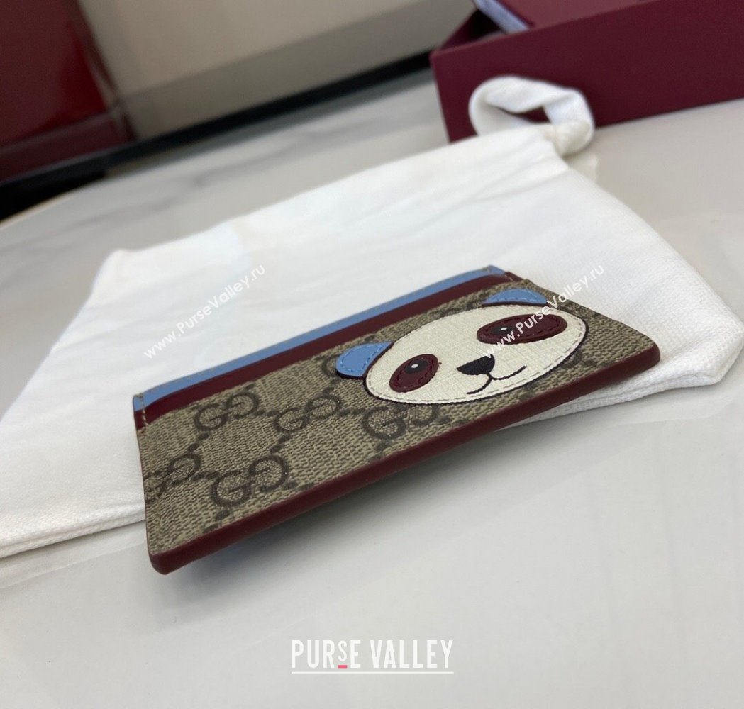 Gucci Bi-Color GG Canvas Card Case Wallet with Panda Detail 2025 818769 (XLU-250117037)