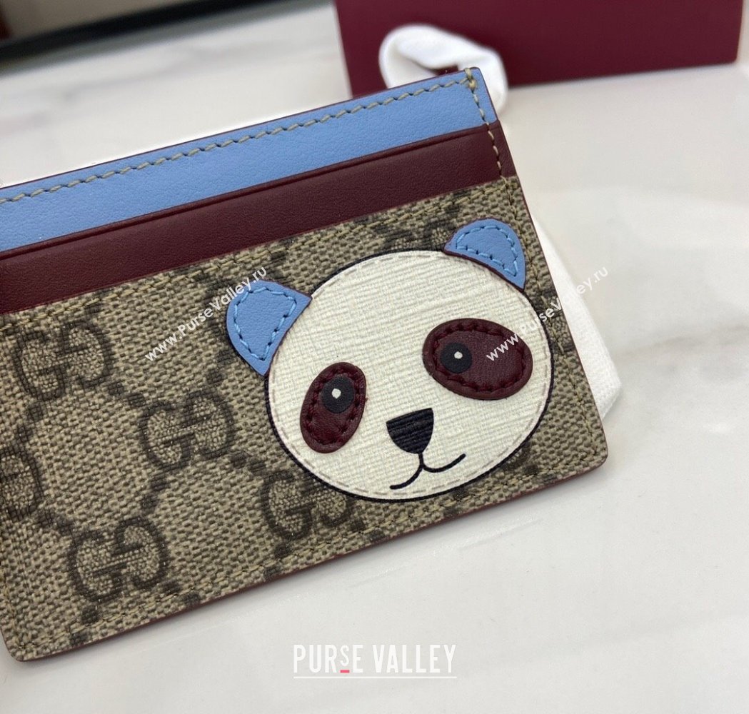 Gucci Bi-Color GG Canvas Card Case Wallet with Panda Detail 2025 818769 (XLU-250117037)