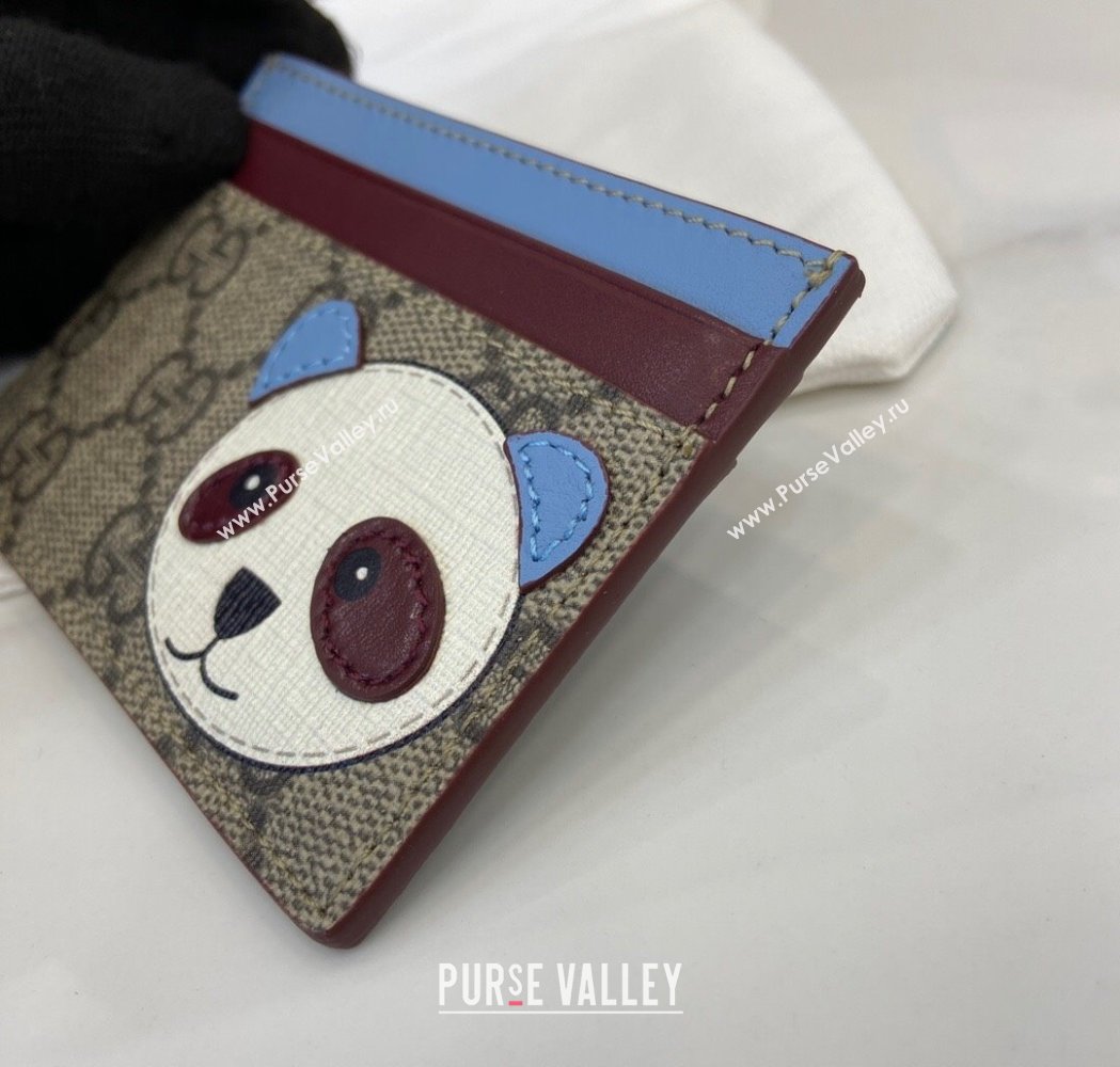 Gucci Bi-Color GG Canvas Card Case Wallet with Panda Detail 2025 818769 (XLU-250117037)