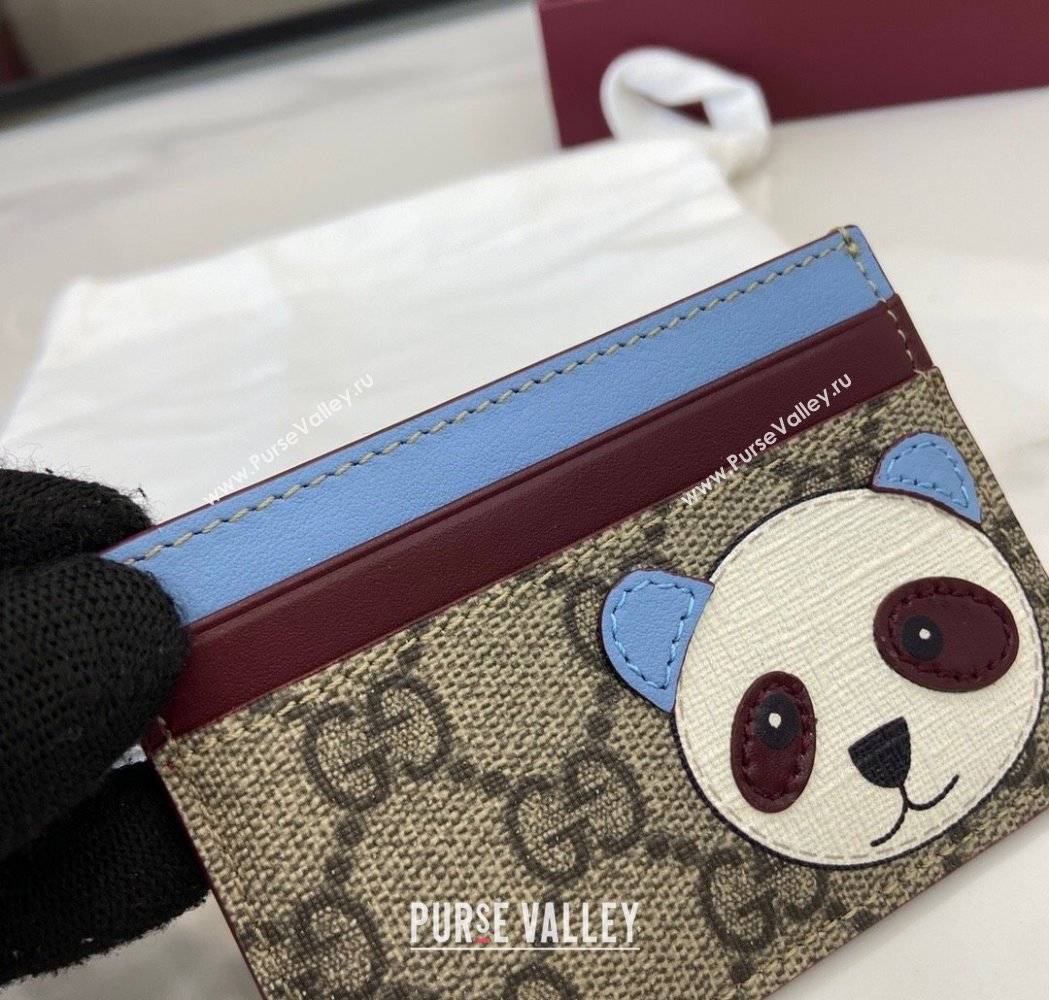 Gucci Bi-Color GG Canvas Card Case Wallet with Panda Detail 2025 818769 (XLU-250117037)