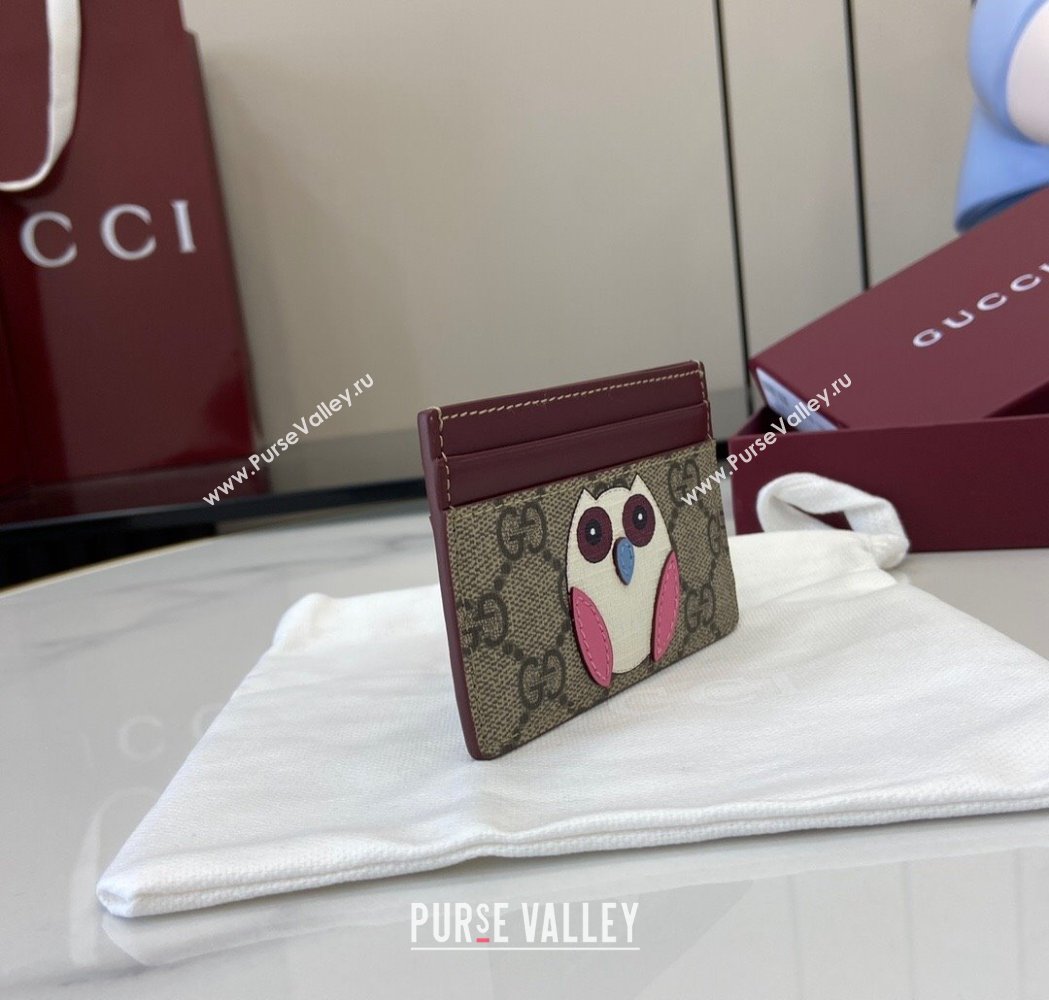 Gucci Bi-Color GG Canvas Card Case Wallet with Owl Detail 2025 818769 (XLU-250117038)