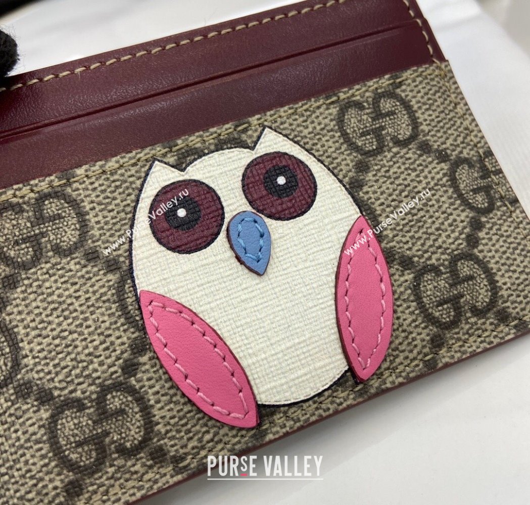 Gucci Bi-Color GG Canvas Card Case Wallet with Owl Detail 2025 818769 (XLU-250117038)