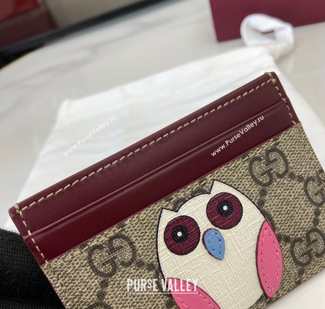 Gucci Bi-Color GG Canvas Card Case Wallet with Owl Detail 2025 818769 (XLU-250117038)