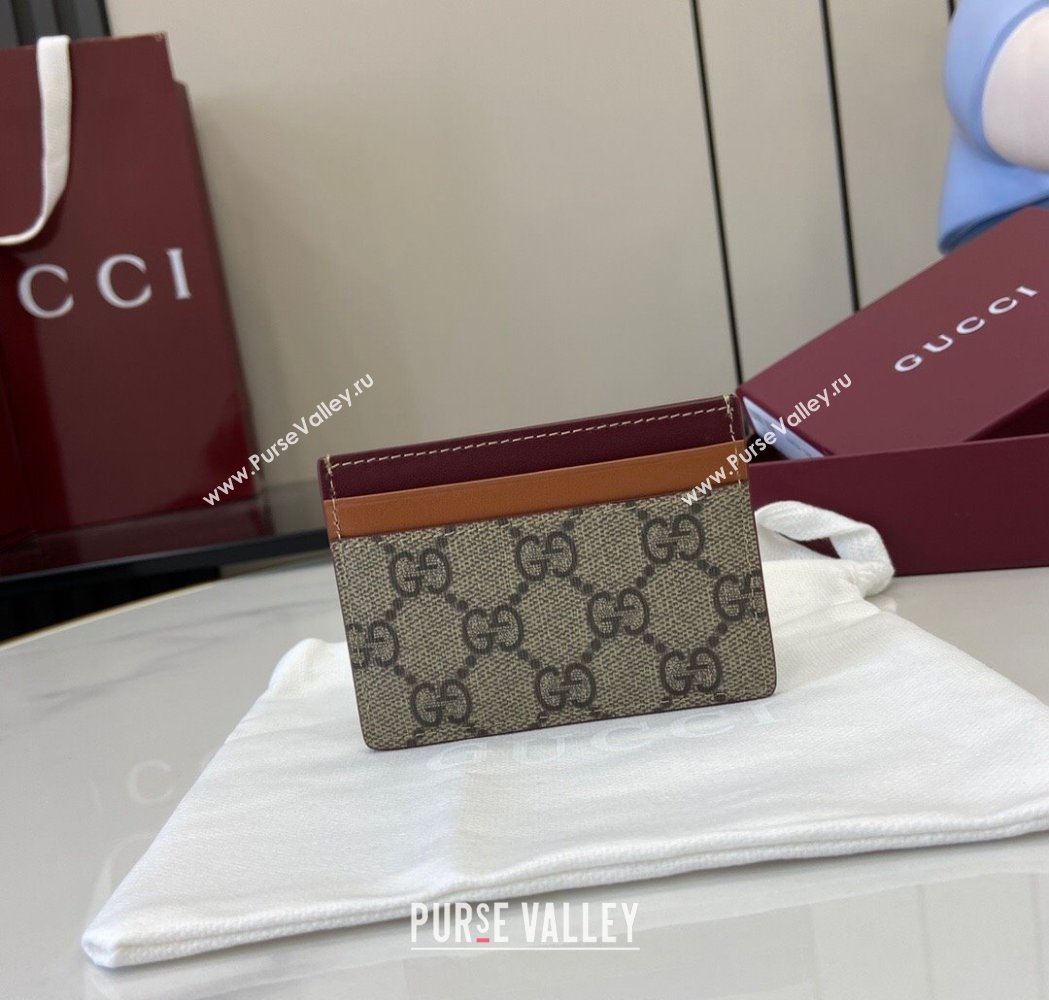 Gucci Bi-Color GG Canvas Card Case Wallet with Dog Detail 2025 818769 (XLU-250117039)