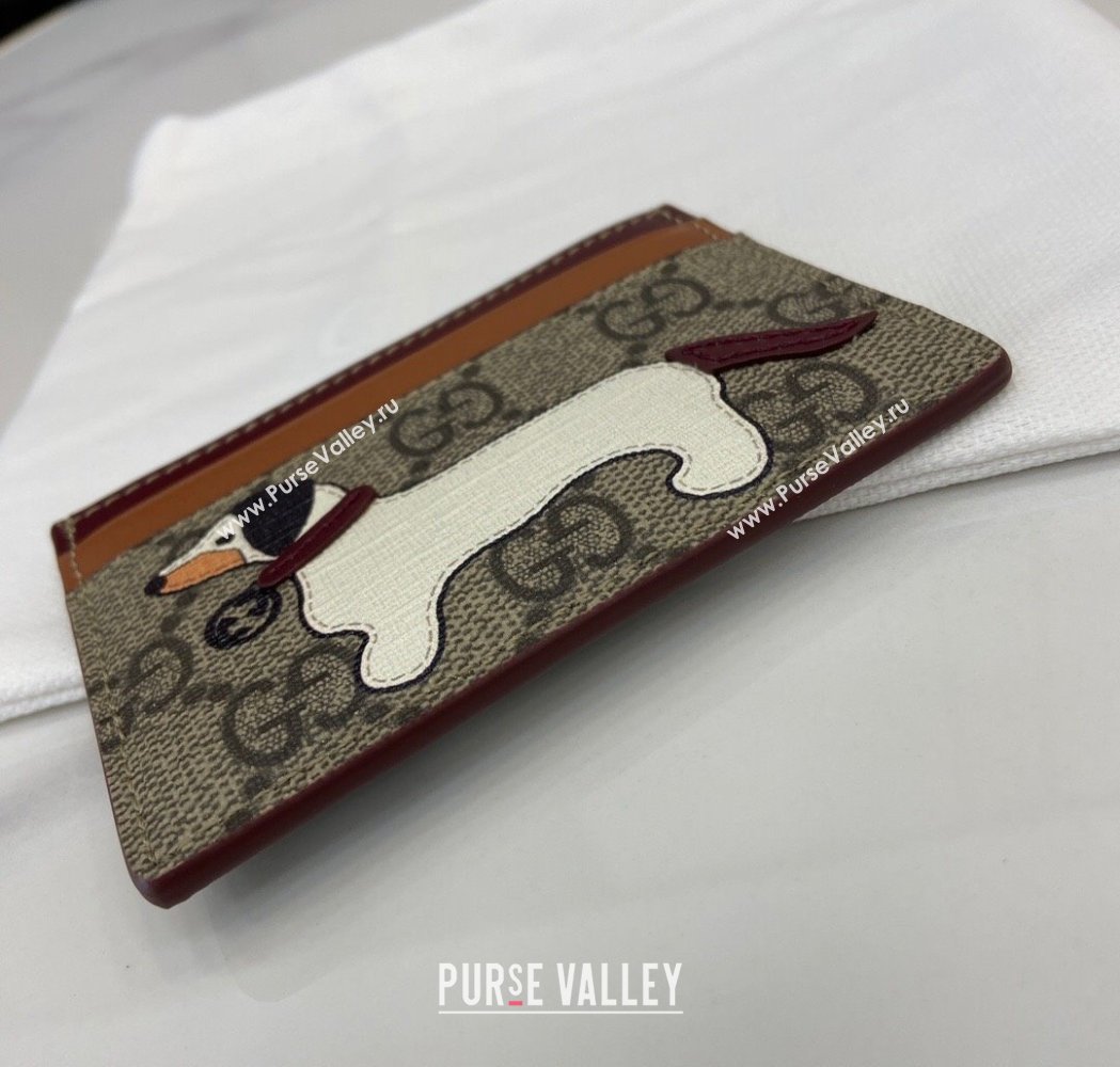Gucci Bi-Color GG Canvas Card Case Wallet with Dog Detail 2025 818769 (XLU-250117039)