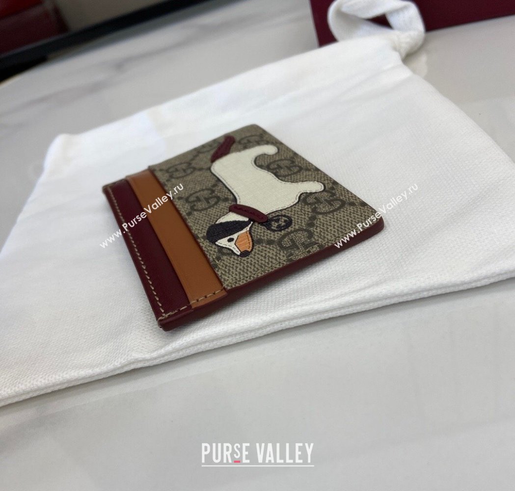 Gucci Bi-Color GG Canvas Card Case Wallet with Dog Detail 2025 818769 (XLU-250117039)