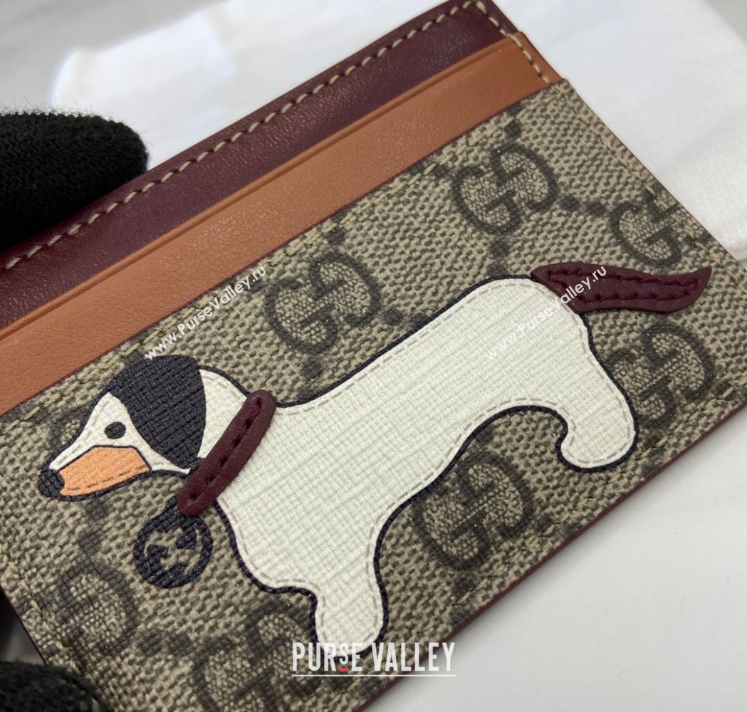 Gucci Bi-Color GG Canvas Card Case Wallet with Dog Detail 2025 818769 (XLU-250117039)