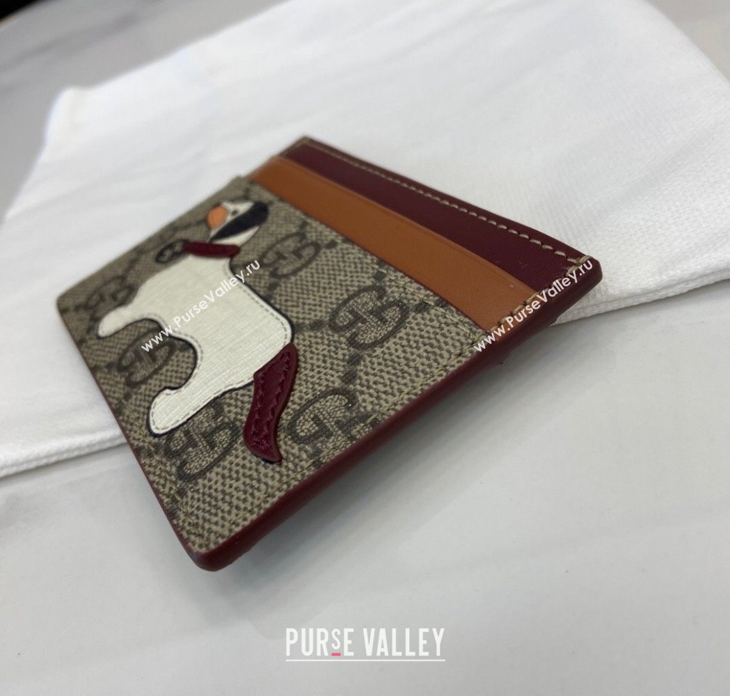 Gucci Bi-Color GG Canvas Card Case Wallet with Dog Detail 2025 818769 (XLU-250117039)
