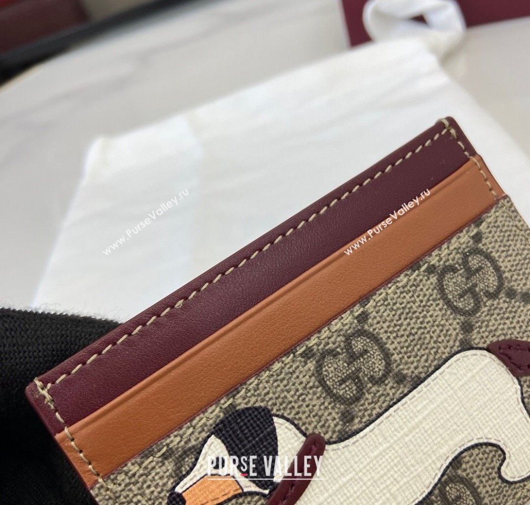 Gucci Bi-Color GG Canvas Card Case Wallet with Dog Detail 2025 818769 (XLU-250117039)