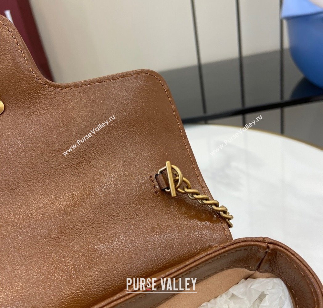 Gucci GG Marmont Diagonal Leather Super Mini Bag ‎476433 Brown 2025 (XLU-250117040)