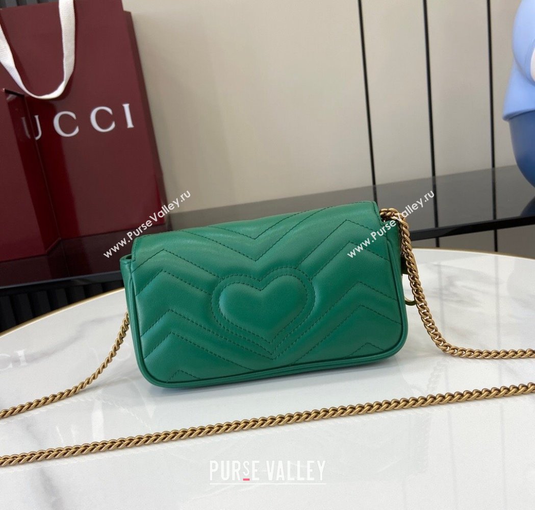 Gucci GG Marmont Matelasse Leather Super Mini Bag ‎476433 Green 2025 (XLU-250117041)