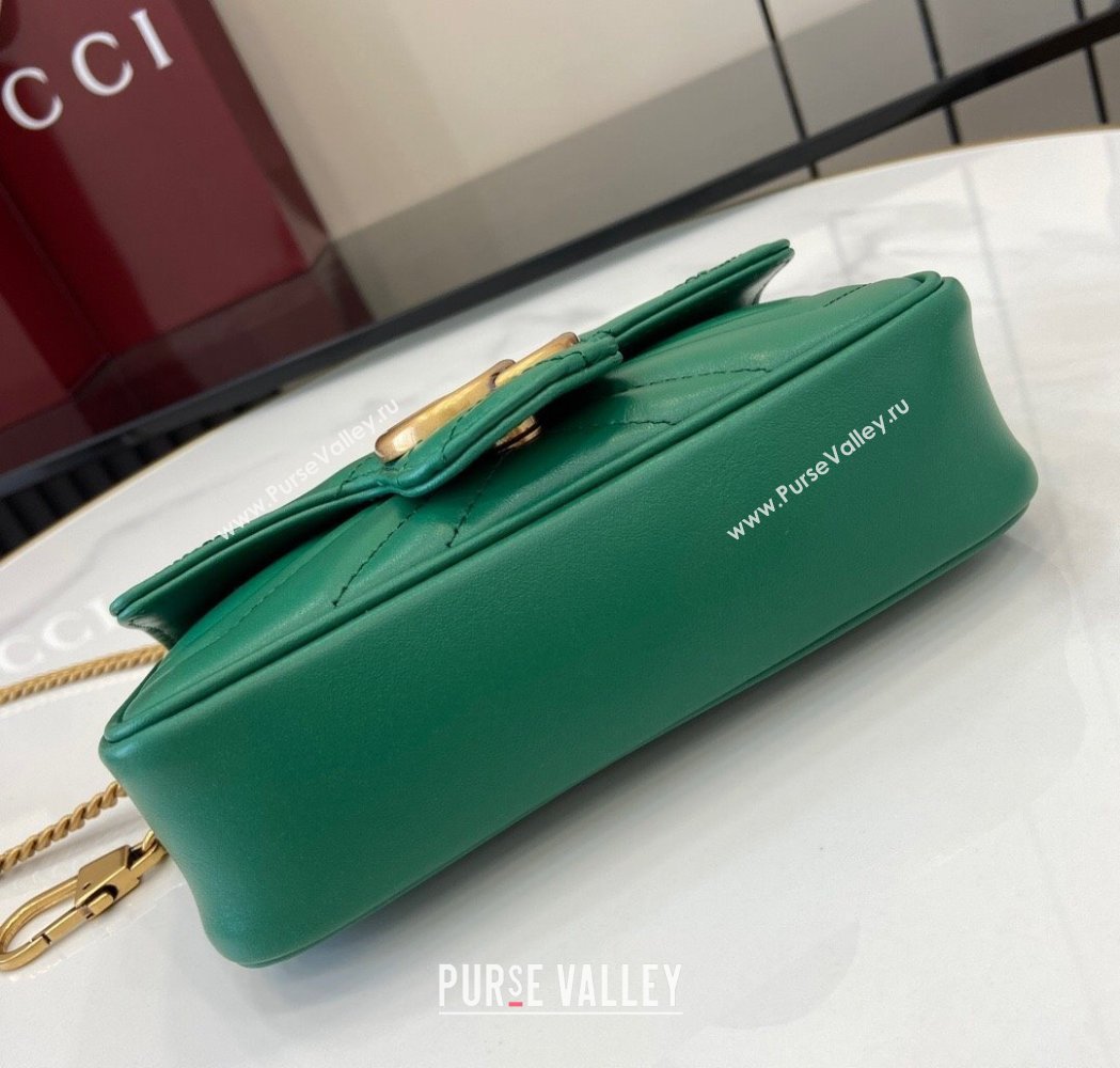 Gucci GG Marmont Matelasse Leather Super Mini Bag ‎476433 Green 2025 (XLU-250117041)