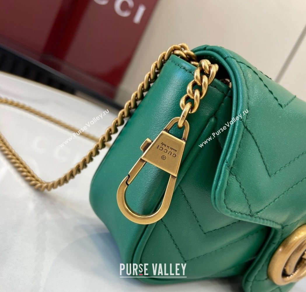 Gucci GG Marmont Matelasse Leather Super Mini Bag ‎476433 Green 2025 (XLU-250117041)