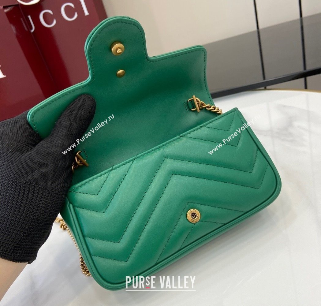 Gucci GG Marmont Matelasse Leather Super Mini Bag ‎476433 Green 2025 (XLU-250117041)