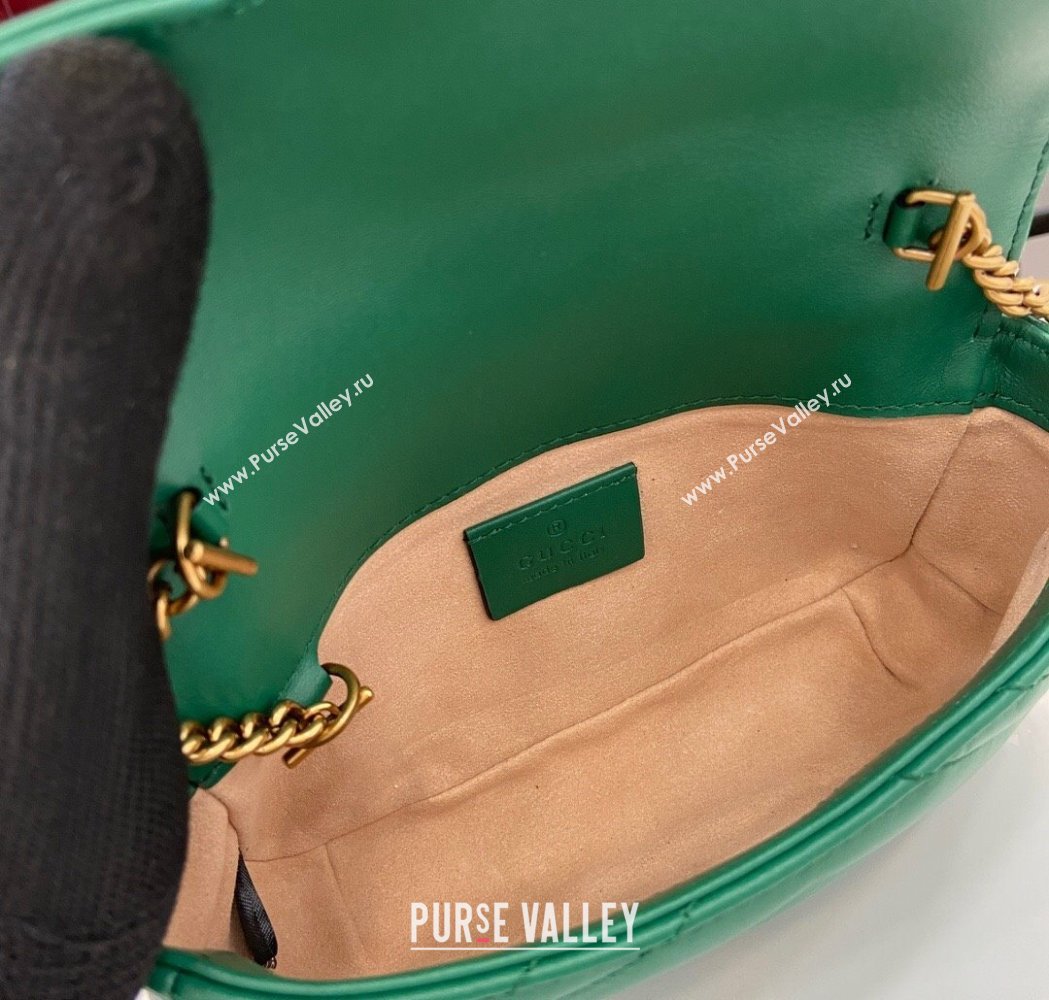 Gucci GG Marmont Matelasse Leather Super Mini Bag ‎476433 Green 2025 (XLU-250117041)