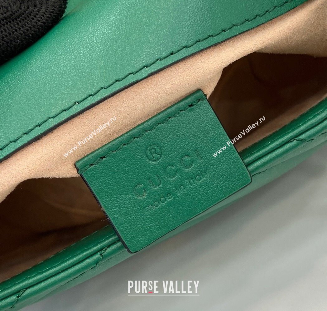 Gucci GG Marmont Matelasse Leather Super Mini Bag ‎476433 Green 2025 (XLU-250117041)