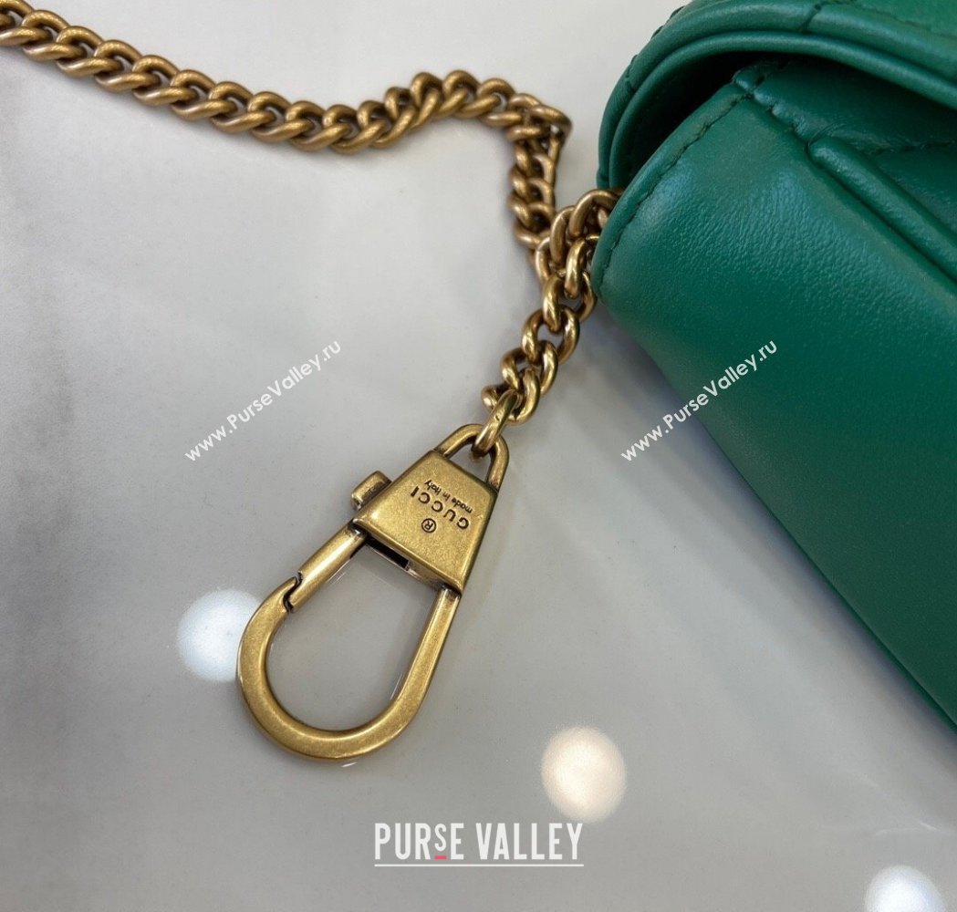 Gucci GG Marmont Matelasse Leather Super Mini Bag ‎476433 Green 2025 (XLU-250117041)