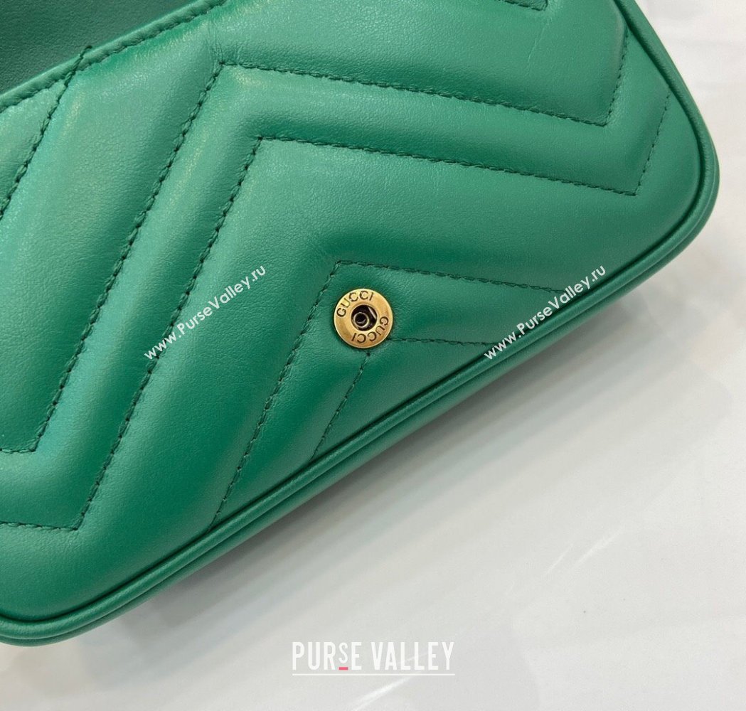 Gucci GG Marmont Matelasse Leather Super Mini Bag ‎476433 Green 2025 (XLU-250117041)