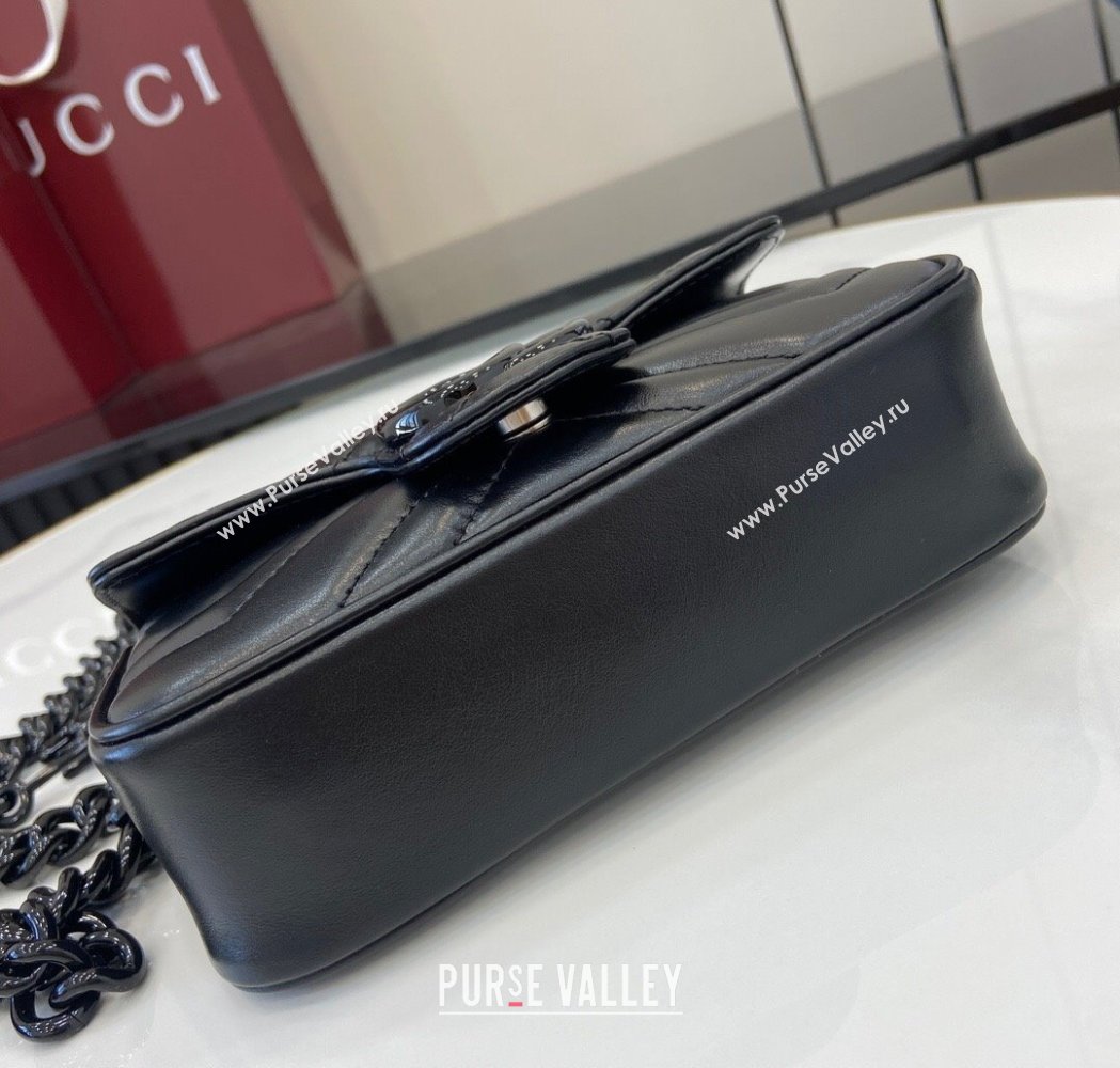 Gucci GG Marmont Chain Belt bag 699757 All Black 2025 (XLU-250117046)