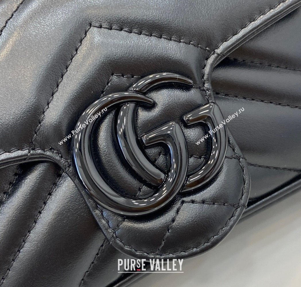 Gucci GG Marmont Chain Belt bag 699757 All Black 2025 (XLU-250117046)