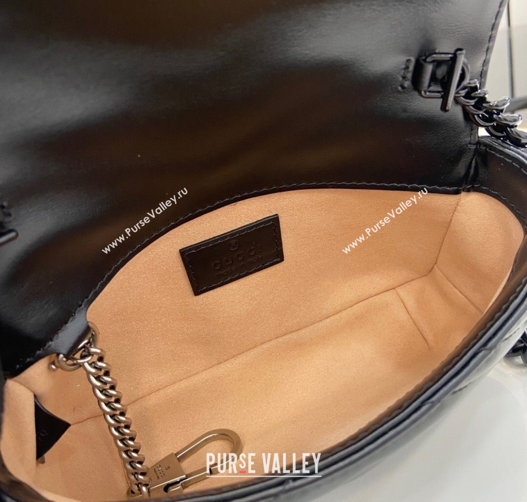 Gucci GG Marmont Chain Belt bag 699757 All Black 2025 (XLU-250117046)