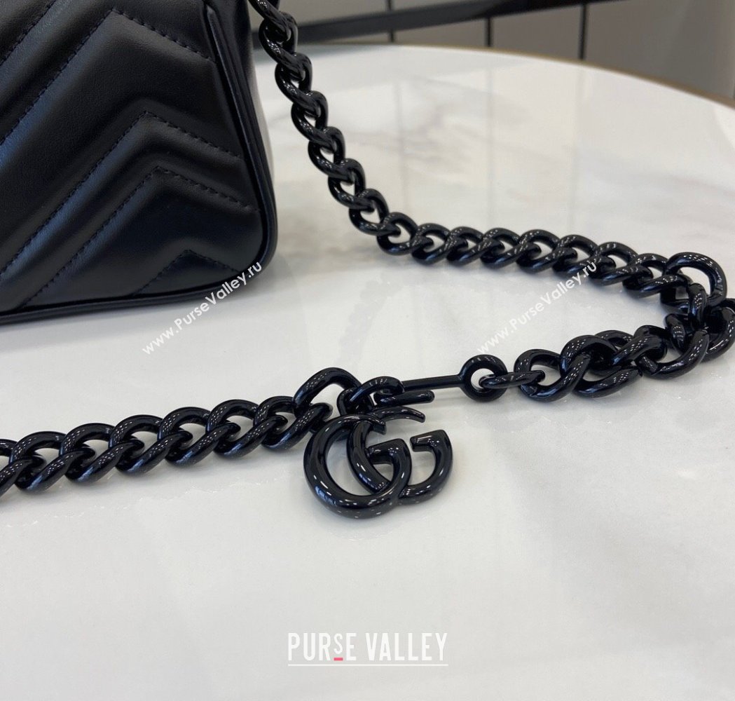 Gucci GG Marmont Chain Belt bag 699757 All Black 2025 (XLU-250117046)