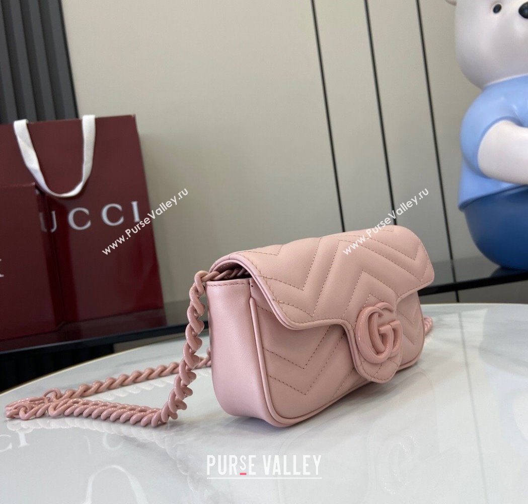 Gucci GG Marmont Chain Belt bag 699757 All Light Pink 2025 (XLU-250117047)