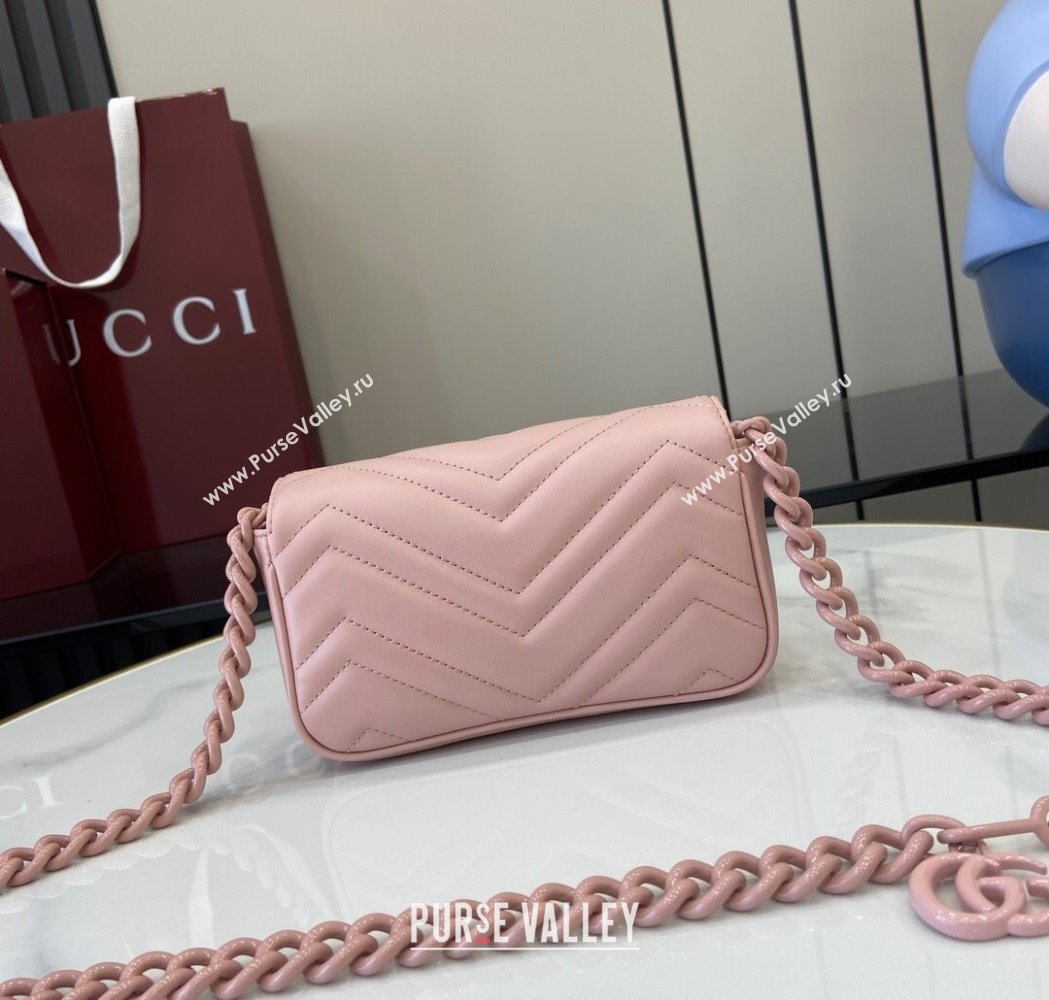 Gucci GG Marmont Chain Belt bag 699757 All Light Pink 2025 (XLU-250117047)