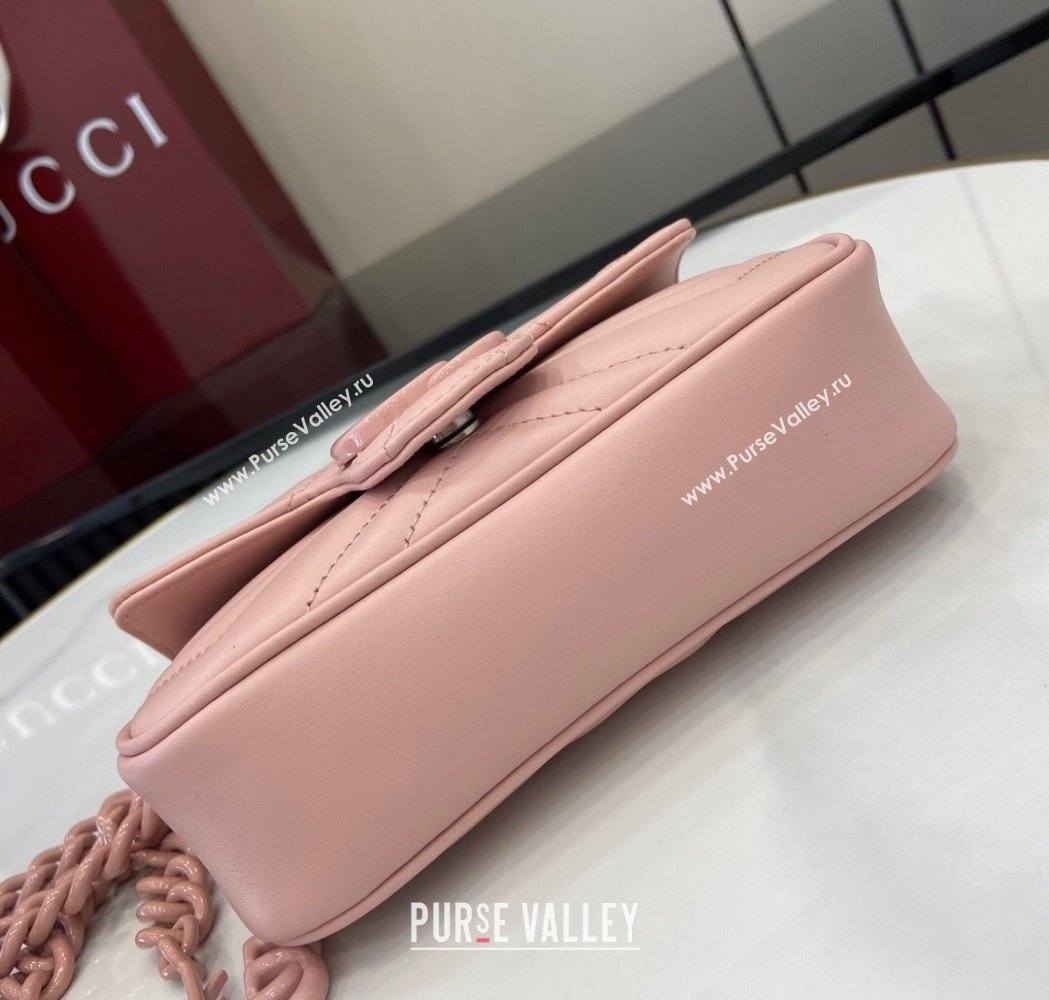 Gucci GG Marmont Chain Belt bag 699757 All Light Pink 2025 (XLU-250117047)