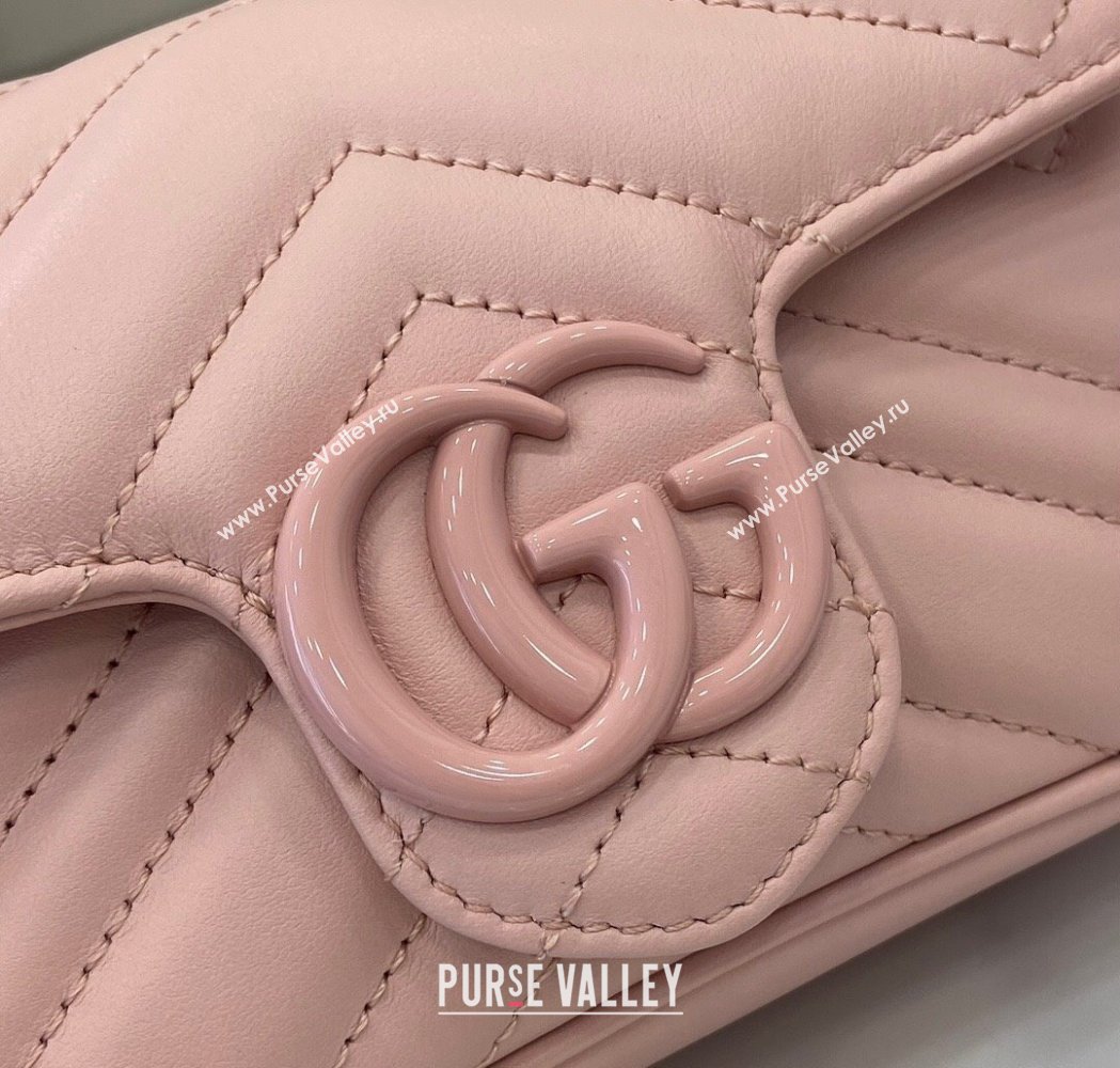 Gucci GG Marmont Chain Belt bag 699757 All Light Pink 2025 (XLU-250117047)