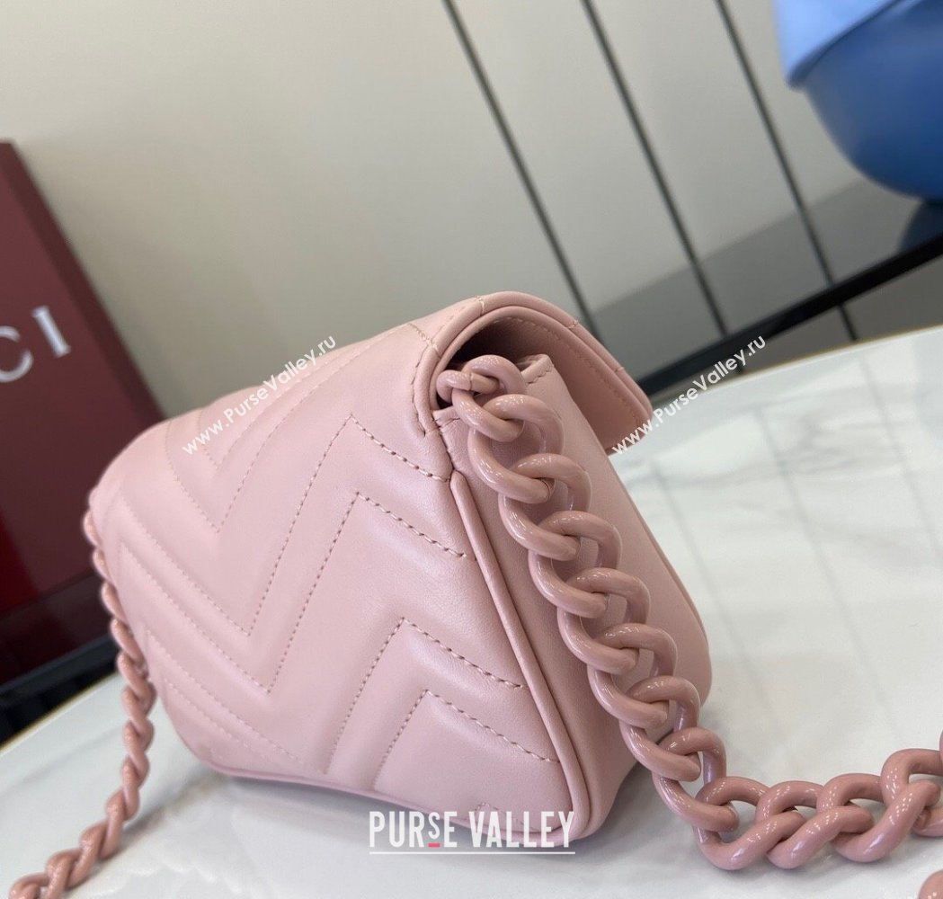 Gucci GG Marmont Chain Belt bag 699757 All Light Pink 2025 (XLU-250117047)