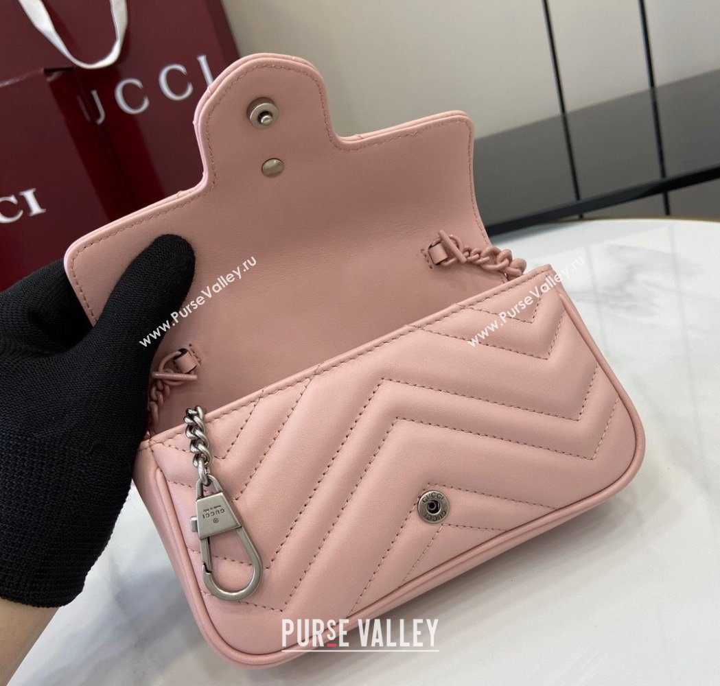 Gucci GG Marmont Chain Belt bag 699757 All Light Pink 2025 (XLU-250117047)