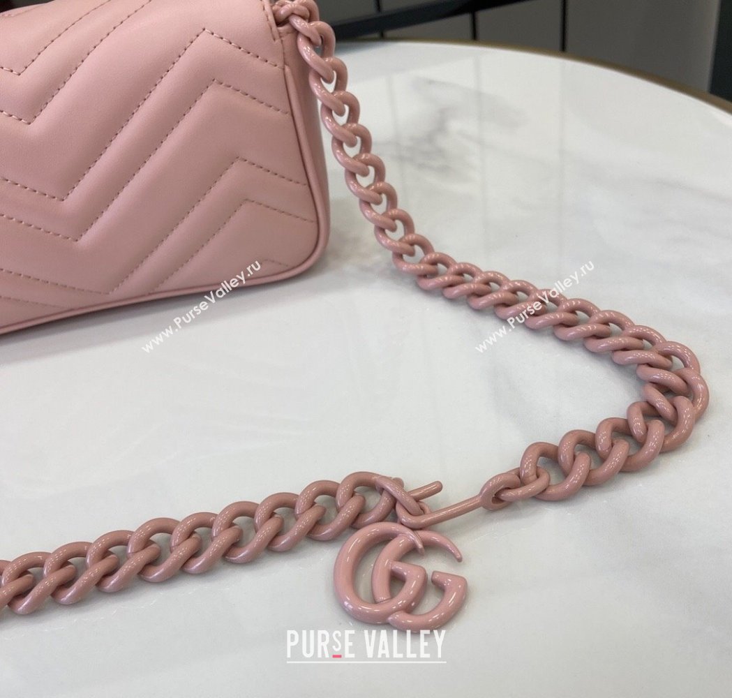 Gucci GG Marmont Chain Belt bag 699757 All Light Pink 2025 (XLU-250117047)