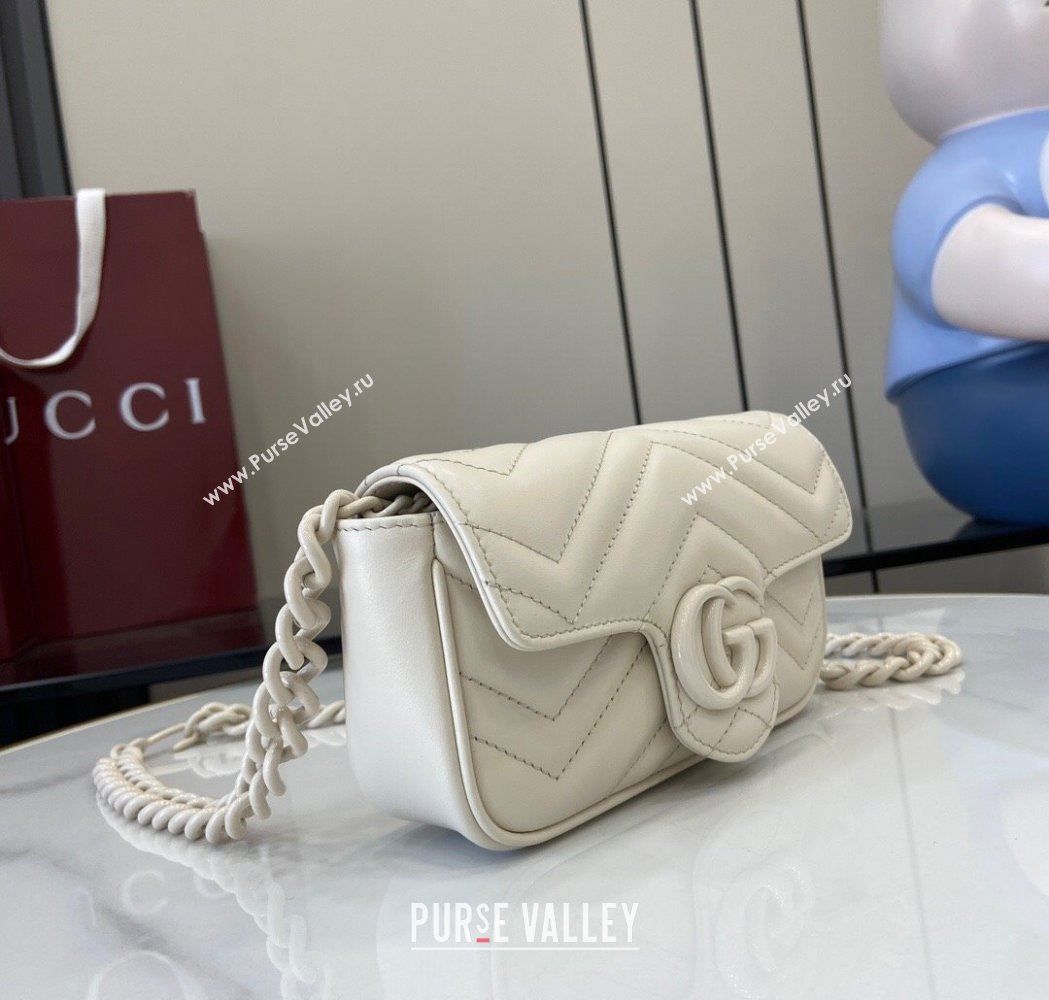 Gucci GG Marmont Chain Belt bag 699757 All White 2025 (XLU-250117048)