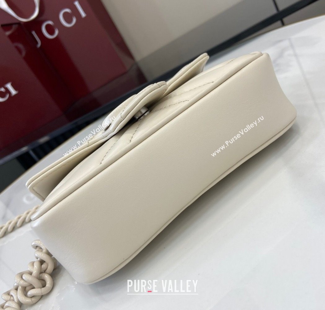 Gucci GG Marmont Chain Belt bag 699757 All White 2025 (XLU-250117048)