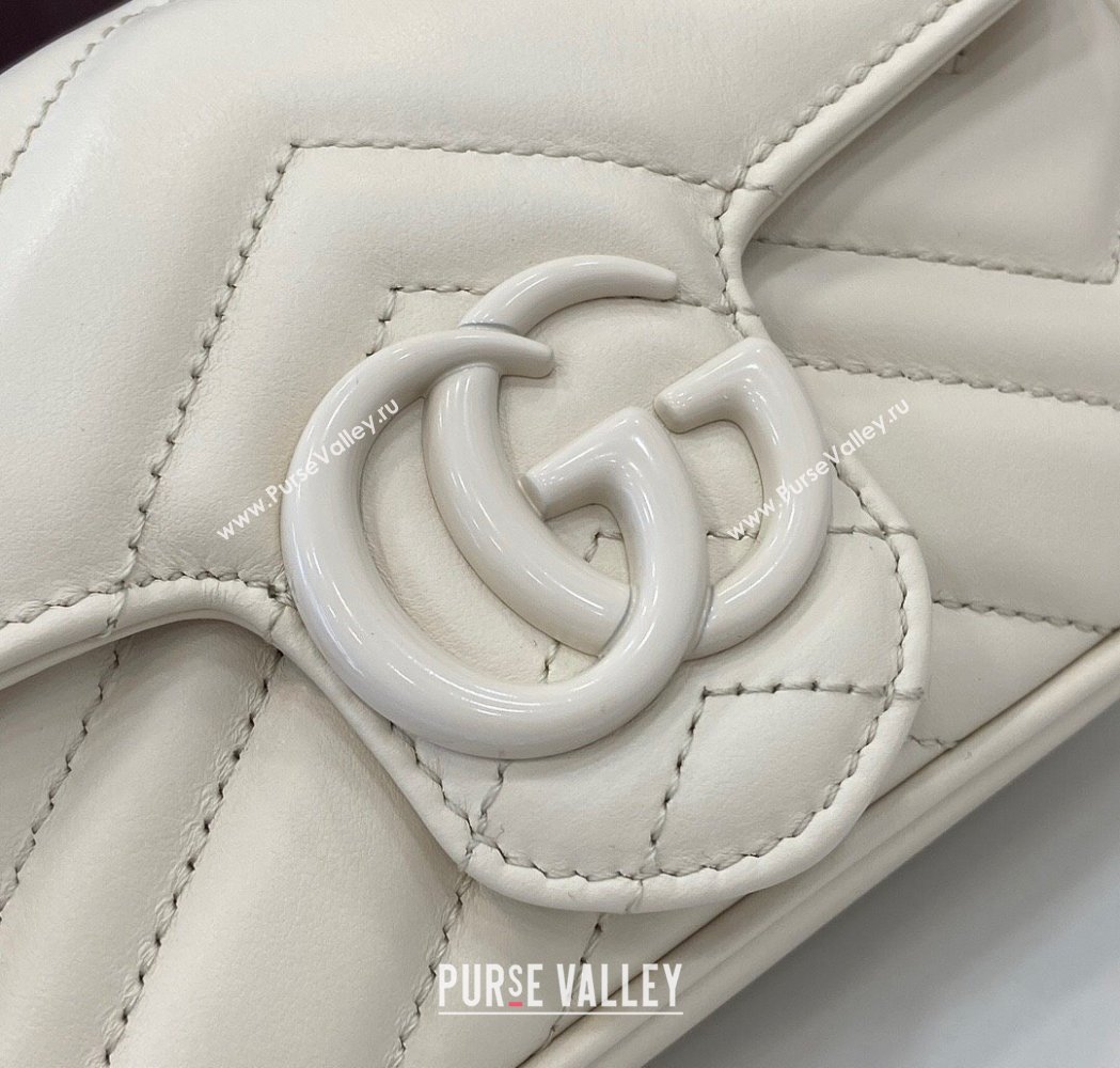 Gucci GG Marmont Chain Belt bag 699757 All White 2025 (XLU-250117048)