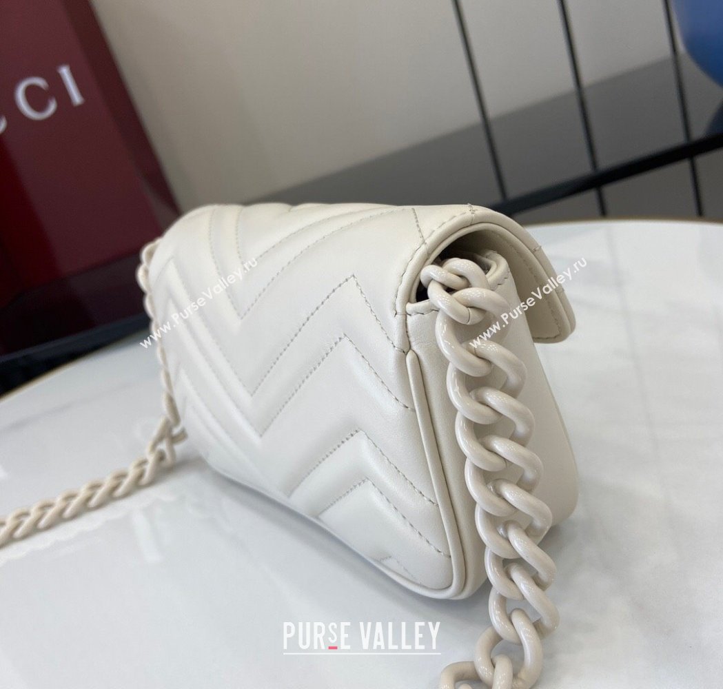Gucci GG Marmont Chain Belt bag 699757 All White 2025 (XLU-250117048)