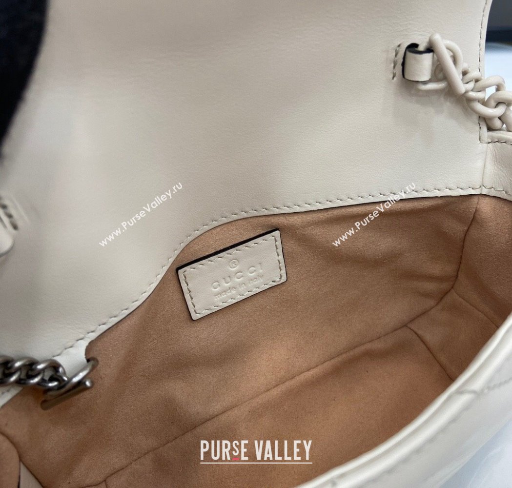 Gucci GG Marmont Chain Belt bag 699757 All White 2025 (XLU-250117048)