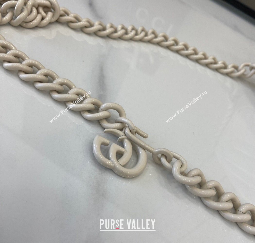 Gucci GG Marmont Chain Belt bag 699757 All White 2025 (XLU-250117048)