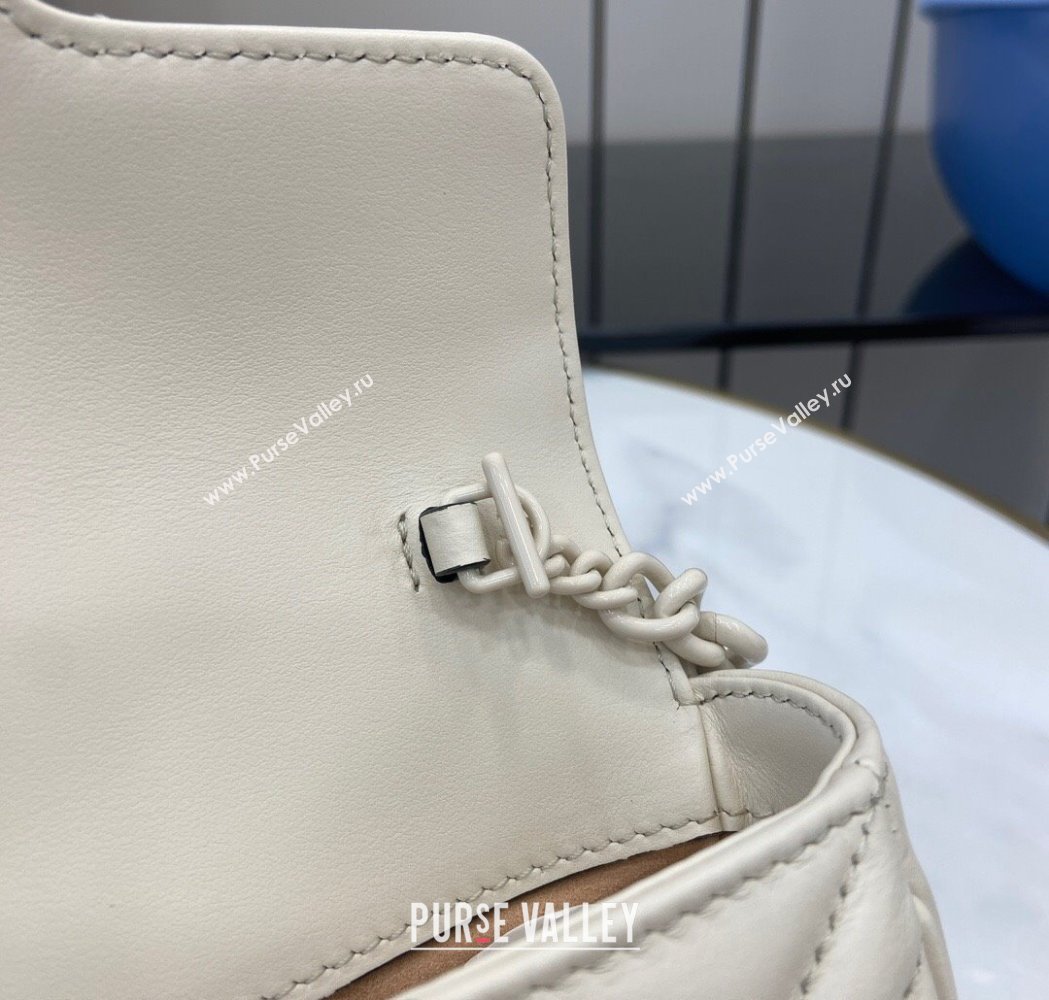 Gucci GG Marmont Chain Belt bag 699757 All White 2025 (XLU-250117048)