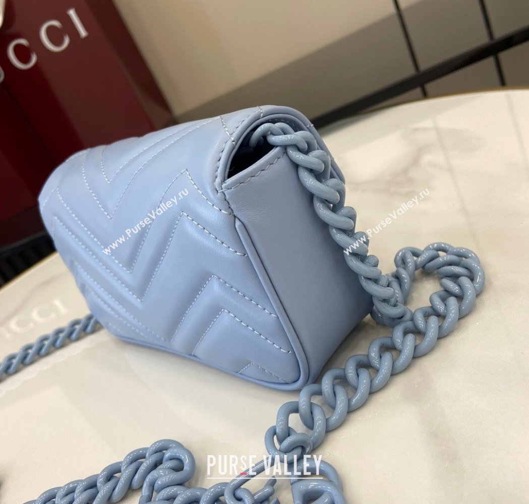 Gucci GG Marmont Chain Belt bag 699757 All Light Blue 2025 (XLU-250117049)